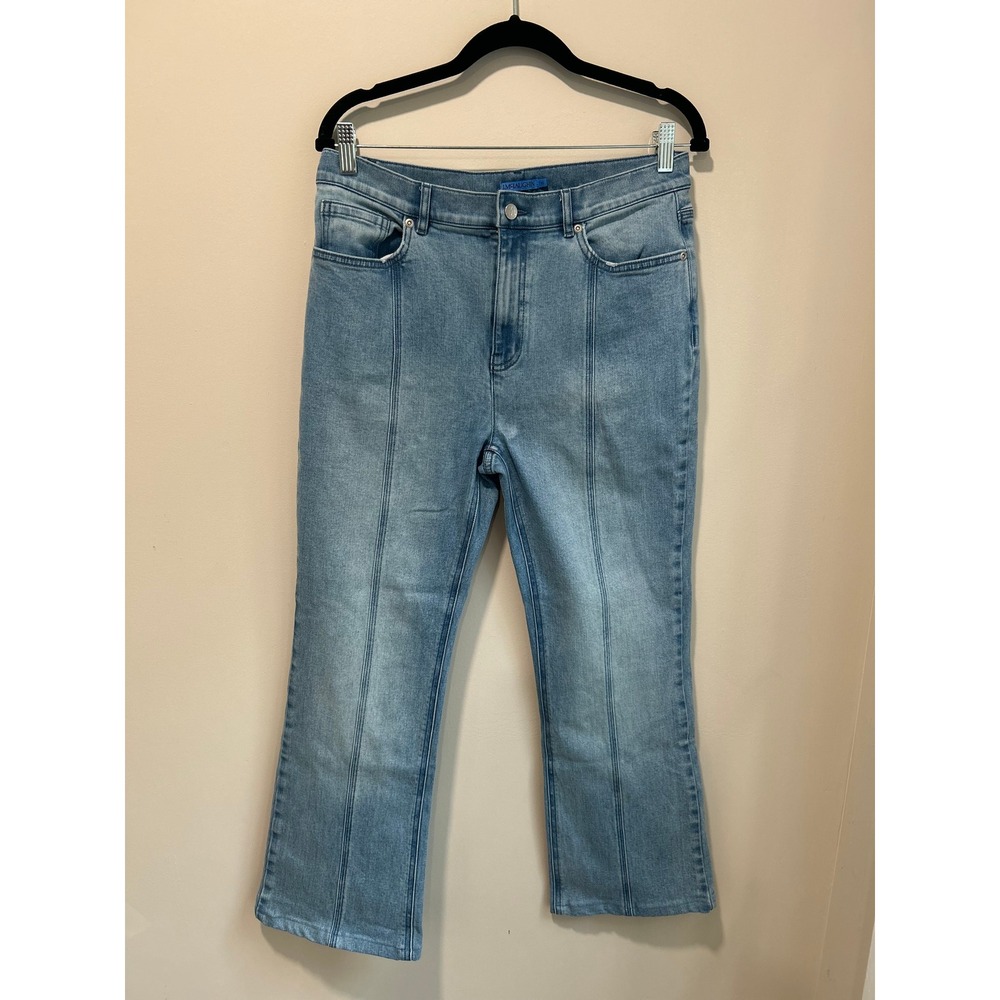 J.McLaughlin Women Blue Seamed Cropped Flare Jeans Light‎ Wash Denim Size 10